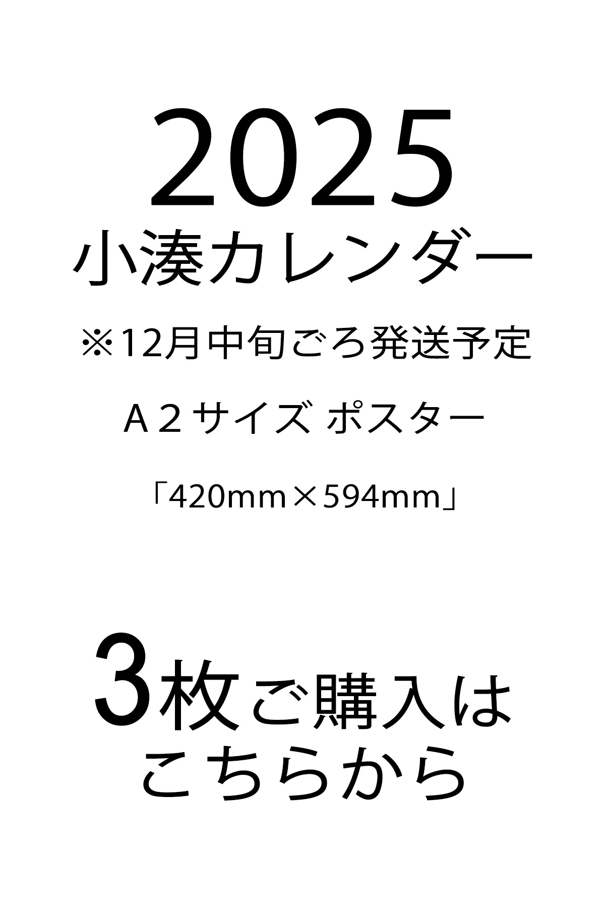 2025年 小湊風景カレンダー　3枚　A2サイズ　420×594ｍｍ